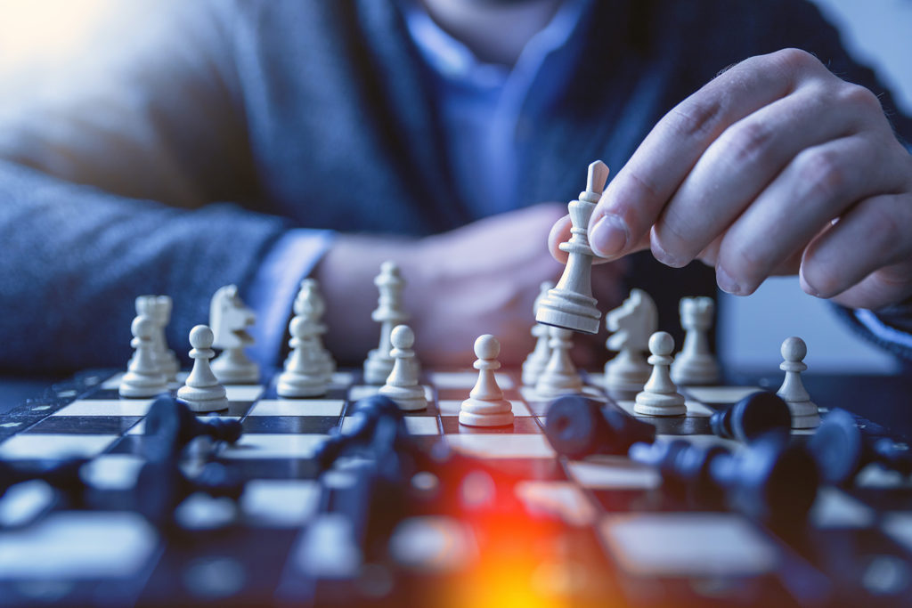 man about to win a game of chess